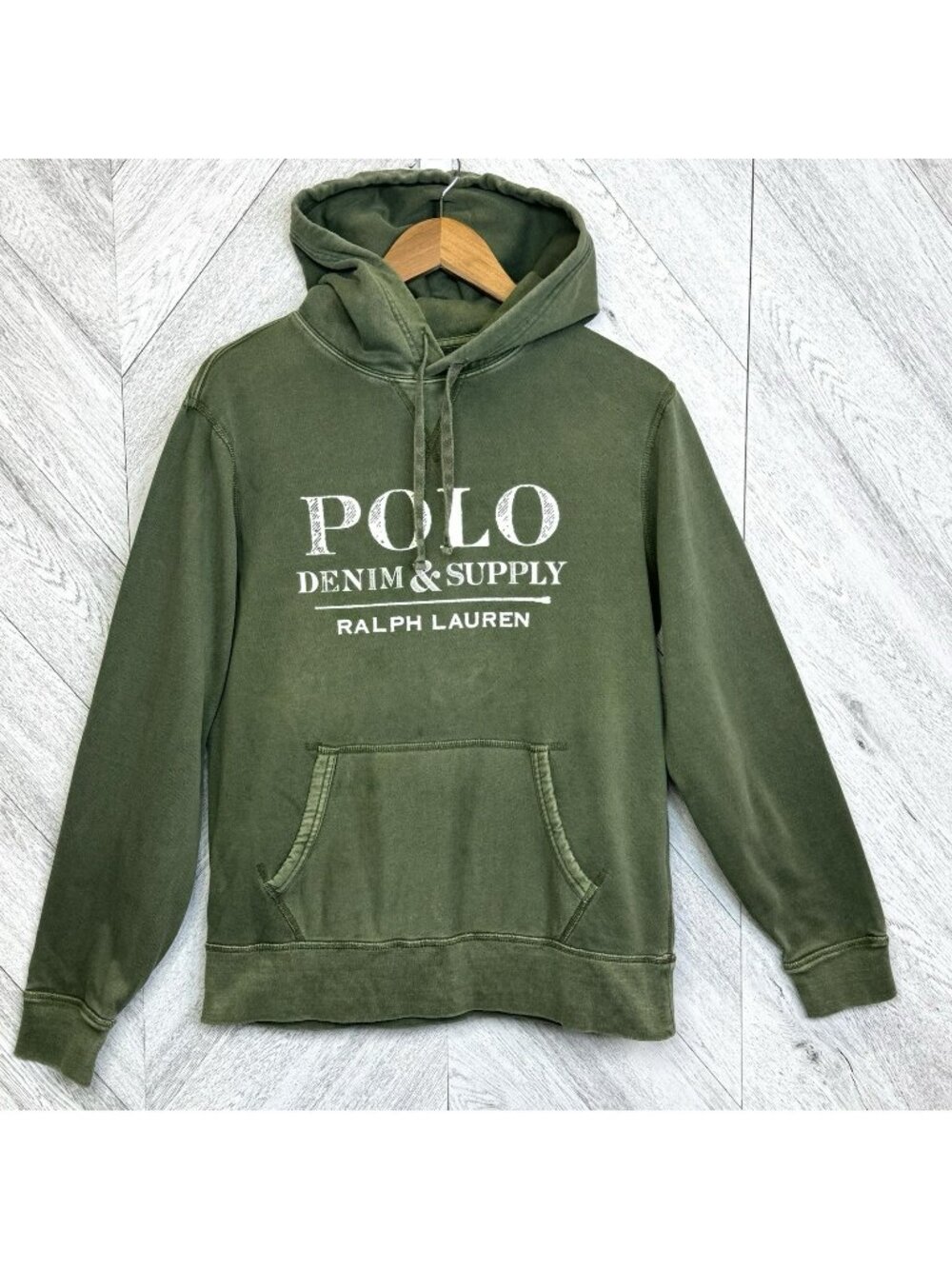 Polo Denim & Supply Hoodie Sweatshirt Mens Medium Green Pullover